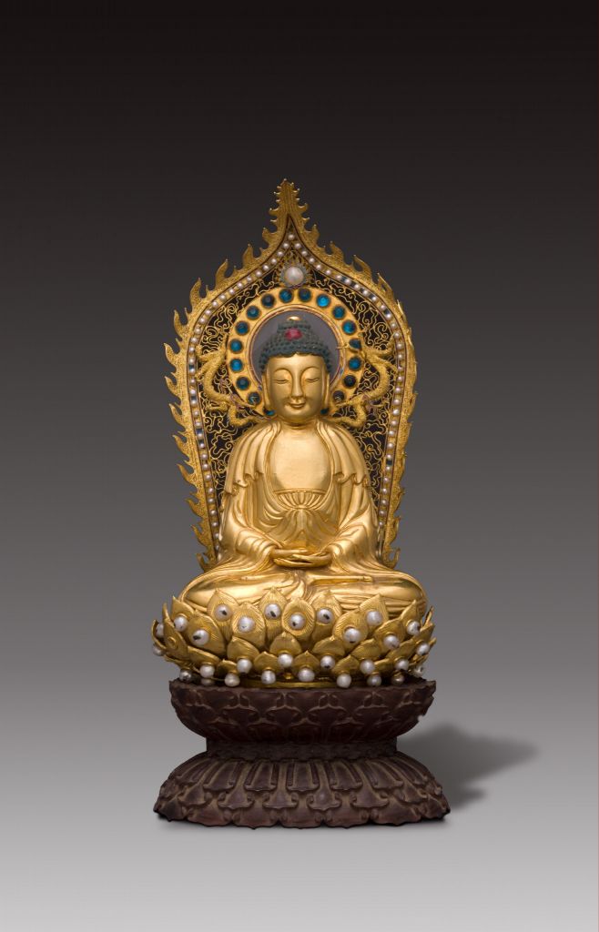 图片[1]-Gold inlaid stone Buddha-China Archive